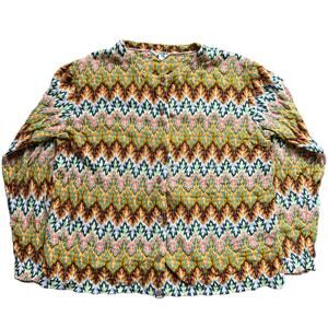 60s 70s Miss Holly Japanese Rainbow Knit Cardigan Women’s Med 100% Acrylic